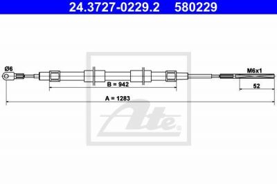 ATE 24.3727-0229.2 трос, стояночная тормозная система на Z3 (E36)