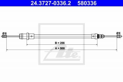 ATE 24.3727-0336.2 трос, стояночная тормозная система на PEUGEOT EXPERT (224)