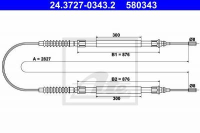 ATE 24.3727-0343.2 трос, стояночная тормозная система на PEUGEOT BOXER фургон (230L)