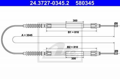 ATE 24.3727-0345.2 трос, стояночная тормозная система на FIAT DUCATO фургон (230L)