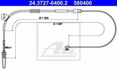 ATE 24.3727-0400.2 трос, стояночная тормозная система на MERCEDES-BENZ A-CLASS (W168)