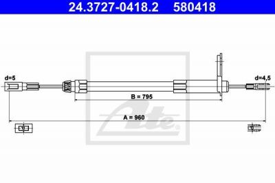 ATE 24.3727-0418.2 Трос стояночного тормоза MB W202, S202