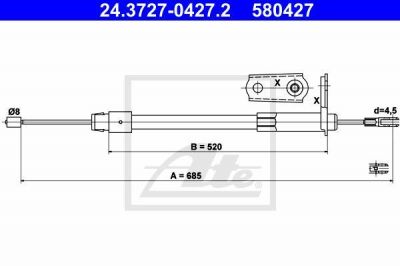 ATE 24.3727-0427.2 трос, стояночная тормозная система на MERCEDES-BENZ A-CLASS (W168)