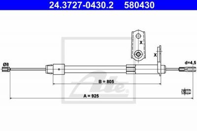 ATE 24.3727-0430.2 Трос стояночного тормоза MB W203