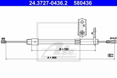 ATE 24.3727-0436.2 Трос стояночного тормоза MB W203