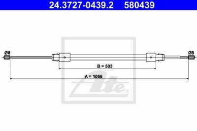 ATE 24.3727-0439.2 трос, стояночная тормозная система на MERCEDES-BENZ A-CLASS (W168)