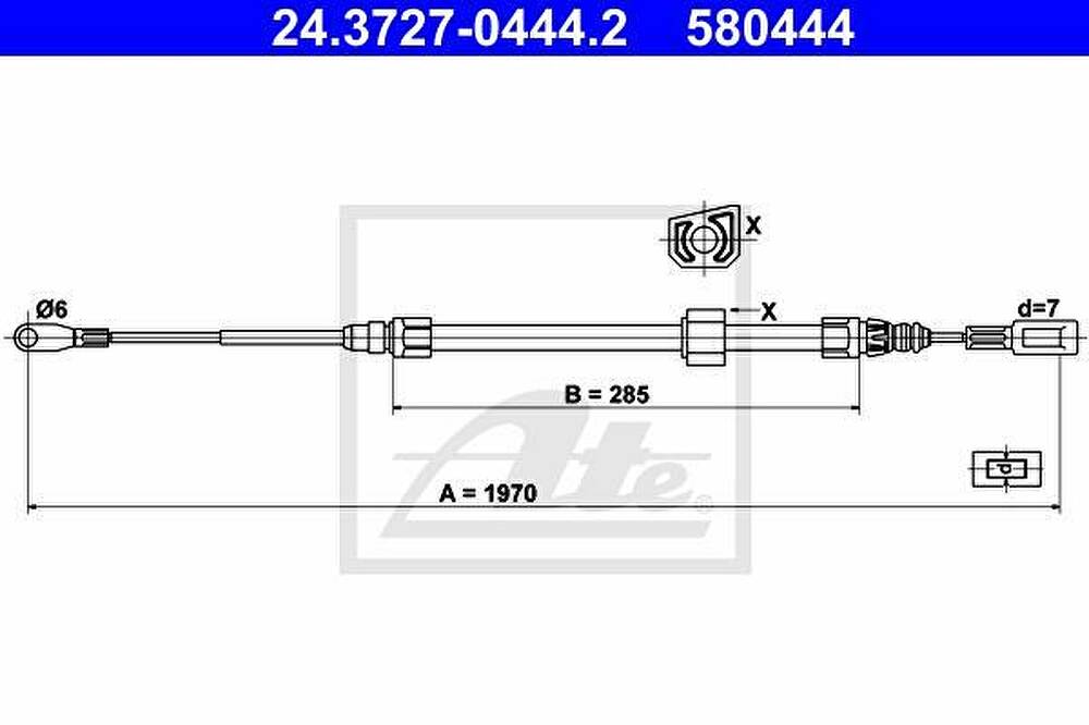 ATE 24.3727-0444.2 трос, стояночная тормозная система на MERCEDES-BENZ SPRINTER 2-t c бортовой платформой/ходовая часть (901, 902)