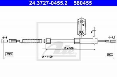ATE 24.3727-0455.2 трос, стояночная тормозная система на MERCEDES-BENZ S-CLASS (W140)
