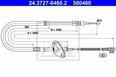 ATE 24.3727-0460.2 трос, стояночная тормозная система на MERCEDES-BENZ T1 фургон (601)