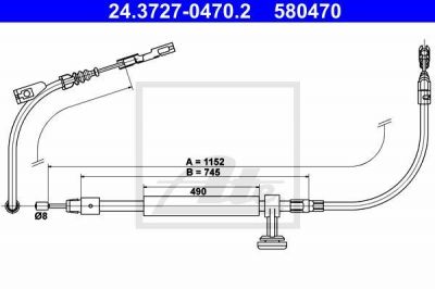 ATE 24.3727-0470.2 трос, стояночная тормозная система на MERCEDES-BENZ E-CLASS купе (C207)