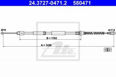 ATE 24.3727-0471.2 трос, стояночная тормозная система на MERCEDES-BENZ SPRINTER 5-t c бортовой платформой/ходовая часть (906)