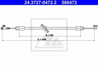 ATE 24.3727-0472.2 трос, стояночная тормозная система на MERCEDES-BENZ SPRINTER 3,5-t c бортовой платформой/ходовая часть (906)