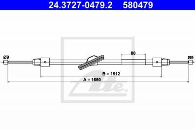 ATE 24.3727-0479.2 Трос стояночного тормоза MB W212 (2124200885)