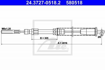 ATE 24.3727-0518.2 трос, стояночная тормозная система на FIAT UNO (146A/E)