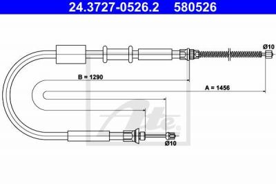 ATE 24.3727-0526.2 трос, стояночная тормозная система на FIAT PUNTO (176)