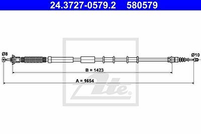 ATE 24.3727-0579.2 трос, стояночная тормозная система на FIAT PUNTO EVO (199)