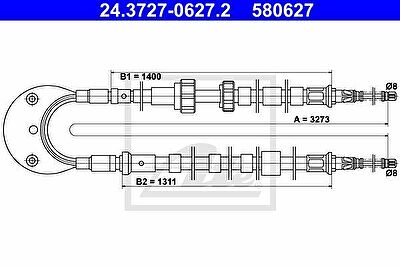 ATE 24.3727-0627.2 трос, стояночная тормозная система на FORD ESCORT VII седан (GAL, AFL)