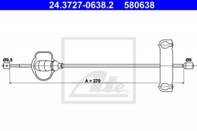 ATE 24.3727-0638.2 трос, стояночная тормозная система на FORD MONDEO I (GBP)