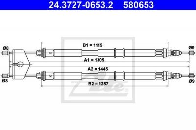 ATE 24.3727-0653.2 трос, стояночная тормозная система на FORD FUSION (JU_)