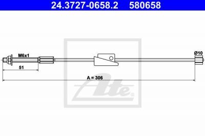 ATE 24.3727-0658.2 трос, стояночная тормозная система на FORD FUSION (JU_)