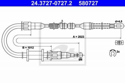 ATE 24.3727-0727.2 трос, стояночная тормозная система на OPEL ASCONA C Наклонная задняя часть (84_, 89_)