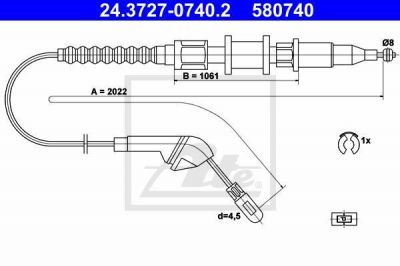 ATE 24.3727-0740.2 трос, стояночная тормозная система на OPEL VECTRA A (86_, 87_)