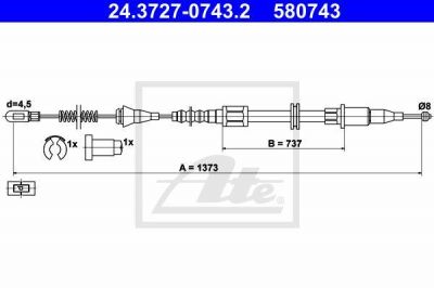 ATE 24.3727-0743.2 трос, стояночная тормозная система на OPEL CORSA B (73_, 78_, 79_)