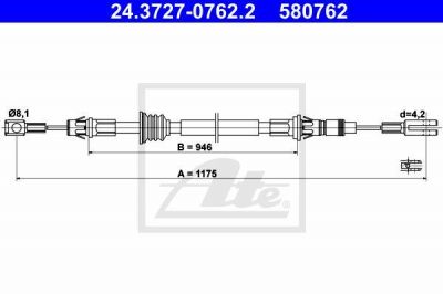 ATE 24.3727-0762.2 трос, стояночная тормозная система на OPEL MOVANO Combi (J9)