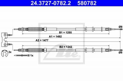 ATE 24.3727-0782.2 трос, стояночная тормозная система на OPEL CORSA D