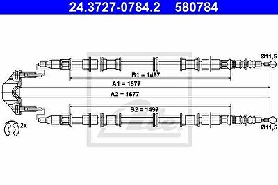 ATE 24.3727-0784.2 трос, стояночная тормозная система на OPEL ZAFIRA A (F75_)