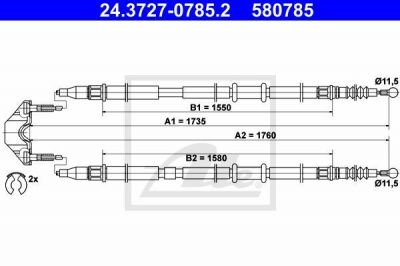 ATE 24.3727-0785.2 Трос, стояночная тормозная система