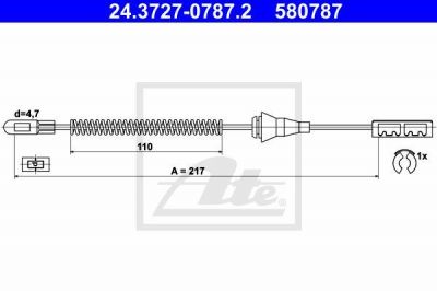 ATE 24.3727-0787.2 трос, стояночная тормозная система на OPEL CORSA C (F08, F68)