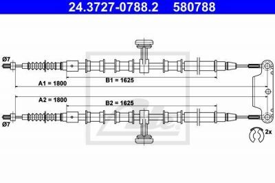 ATE 24.3727-0788.2 трос, стояночная тормозная система на OPEL SIGNUM