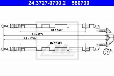 ATE 24.3727-0790.2 трос, стояночная тормозная система на OPEL ZAFIRA B Van