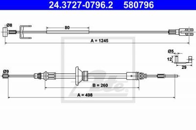 ATE 24.3727-0796.2 трос, стояночная тормозная система на OPEL VIVARO фургон (F7)