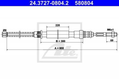 ATE 24.3727-0804.2 трос, стояночная тормозная система на PEUGEOT 405 I (15B)