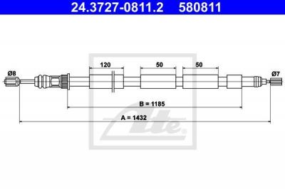 ATE 24.3727-0811.2 трос, стояночная тормозная система на PEUGEOT 205 I (741A/C)