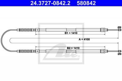 ATE 24.3727-0842.2 трос, стояночная тормозная система на PEUGEOT BOXER фургон (230L)