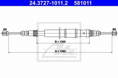 ATE 24.3727-1011.2 трос, стояночная тормозная система на RENAULT 19 II (B/C53_)