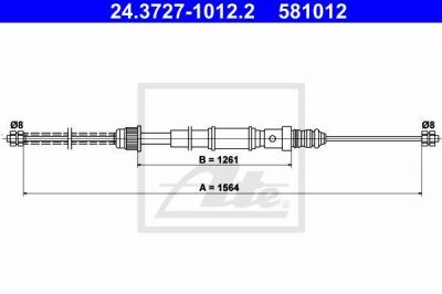 ATE 24.3727-1012.2 трос, стояночная тормозная система на RENAULT 19 II (B/C53_)