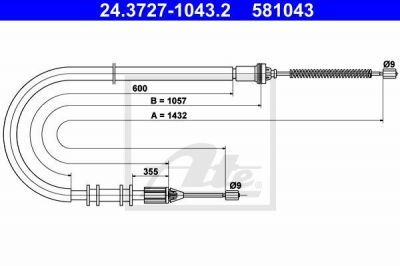 ATE 24.3727-1043.2 трос, стояночная тормозная система на RENAULT KANGOO Express (FC0/1_)