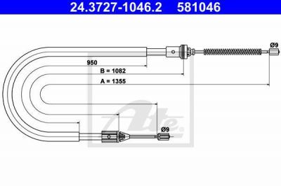 ATE 24.3727-1046.2 трос, стояночная тормозная система на RENAULT CLIO II (BB0/1/2_, CB0/1/2_)