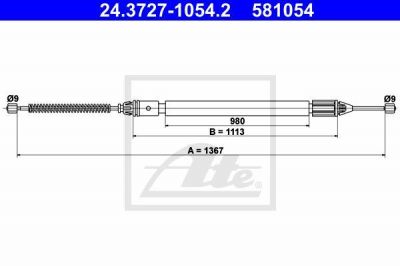 ATE 24.3727-1054.2 трос, стояночная тормозная система на RENAULT MEGANE I Cabriolet (EA0/1_)