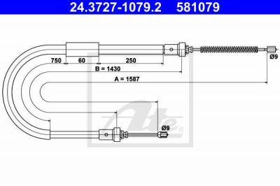 ATE 24.3727-1079.2 трос, стояночная тормозная система на RENAULT CLIO III (BR0/1, CR0/1)