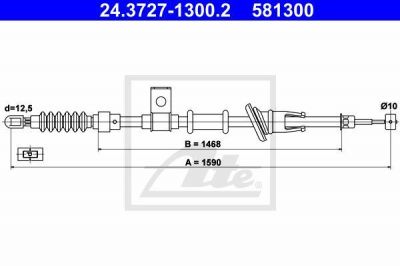 ATE 24.3727-1300.2 трос, стояночная тормозная система на VOLVO V40 универсал (VW)