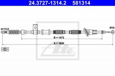 ATE 24.3727-1314.2 трос, стояночная тормозная система на VOLVO V40 универсал (VW)