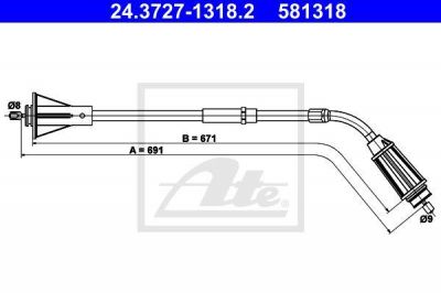 ATE 24.3727-1318.2 трос, стояночная тормозная система на VOLVO S80 II (AS)