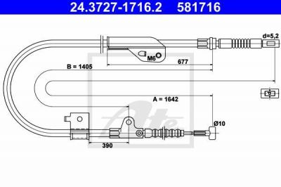 ATE 24.3727-1716.2 трос, стояночная тормозная система на NISSAN PRIMERA Traveller (WP11)