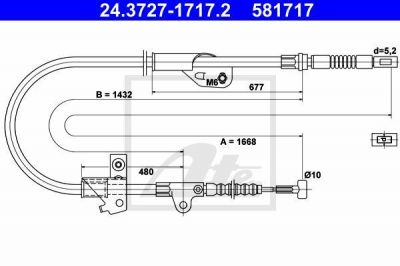 ATE 24.3727-1717.2 трос, стояночная тормозная система на NISSAN PRIMERA Traveller (WP11)