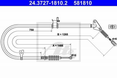 ATE 24.3727-1810.2 трос, стояночная тормозная система на MAZDA 323 C IV (BG)